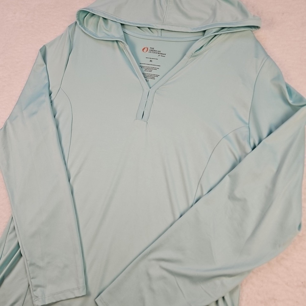 The American Outdoorsman Womens Sz XL Aqua Hoodie Sports Outdoors Hiking Stretch